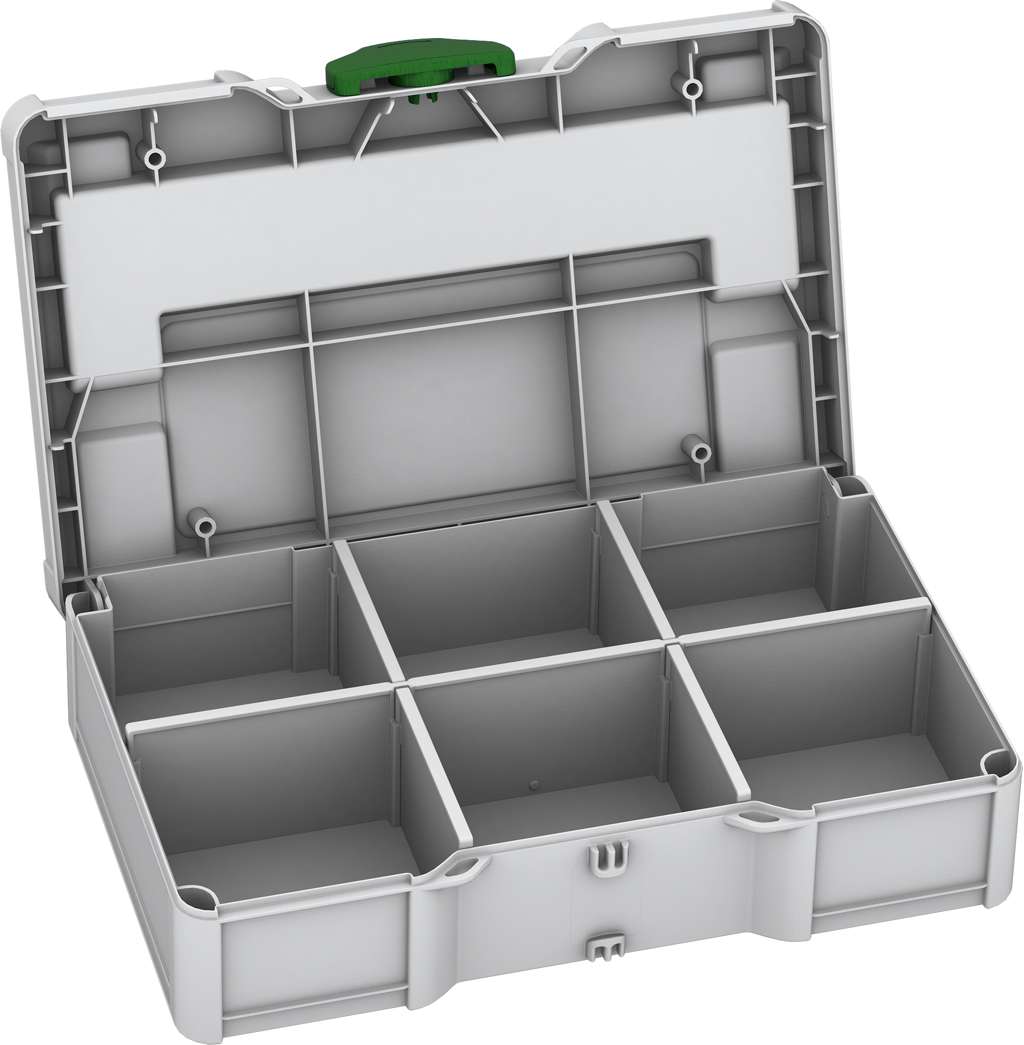 Systainer³ S 76 with Dividers, Light Grey with Emerald Green catches