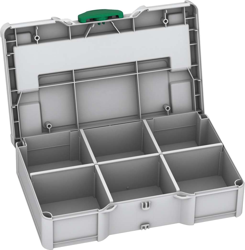 Systainer³ S 76 with Dividers, Light Grey with Signal Green catches