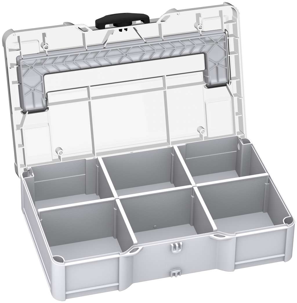 Systainer³ S 76 Transparent Lid with Dividers, Light Grey with Transparent lid and Black catches