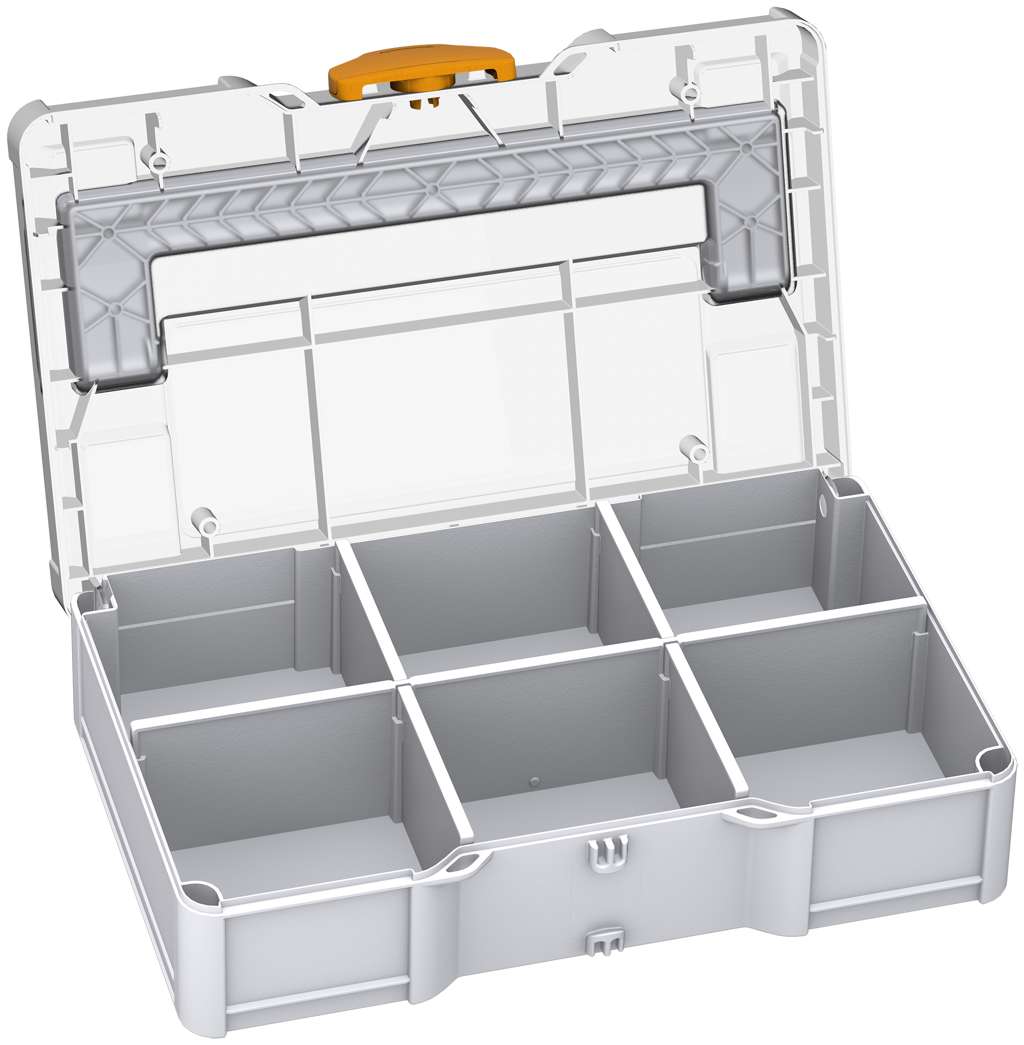Systainer³ S 76 Transparent Lid with Dividers, Light Grey with Transparent lid and Daffodil Yellow catches
