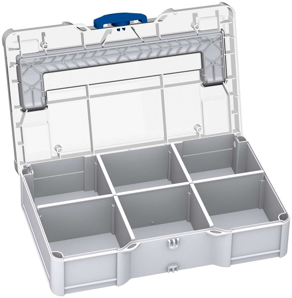 Systainer³ S 76 Transparent Lid with Dividers, Light Grey with Transparent lid and Signal Blue catches