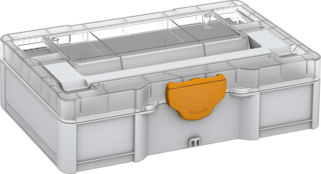 Systainer³ S 76 Transparent Lid, Light Grey with Transparent lid and Daffodil Yellow catches