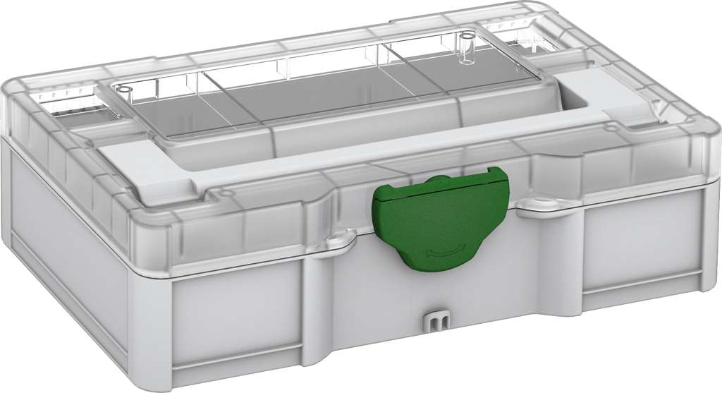Systainer³ S 76 Transparent Lid, Light Grey with Transparent lid and Emerald Green catches