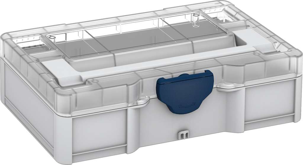 Systainer³ S 76 Transparent Lid, Light Grey with Transparent lid and Sapphire Blue catches