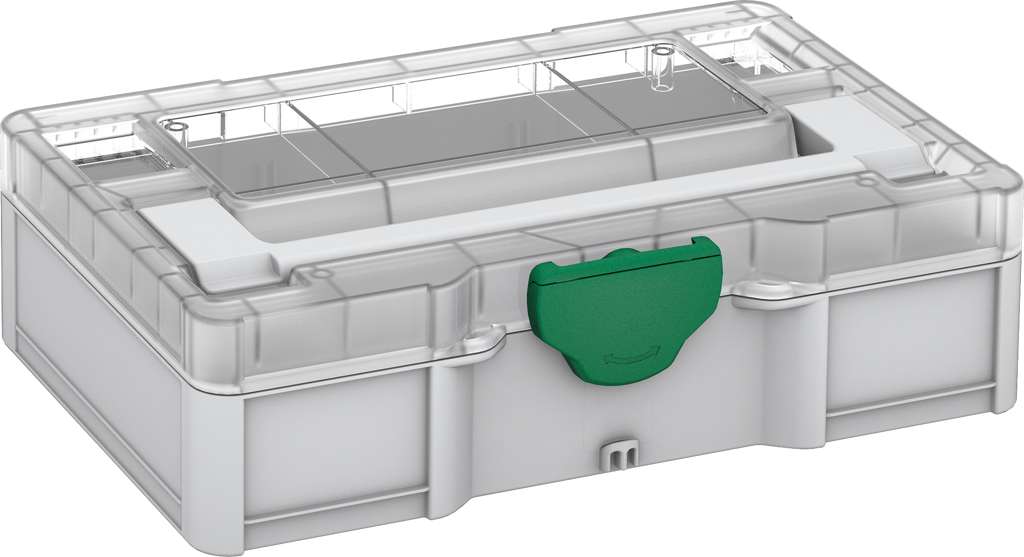 Systainer³ S 76 Transparent Lid, Light Grey with Transparent lid and Signal Green catches