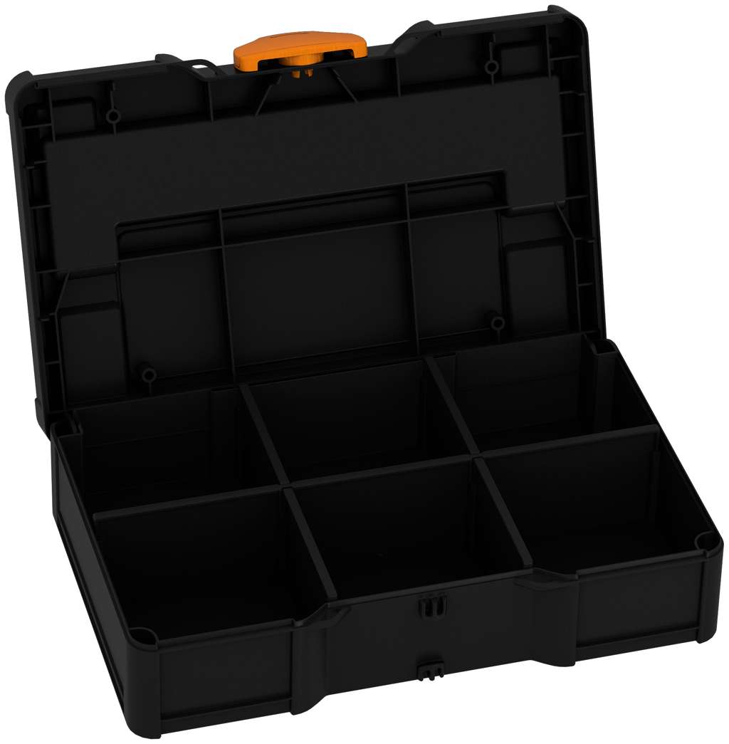 Systainer³ S 76 with Dividers, Black with Deep Orange catches