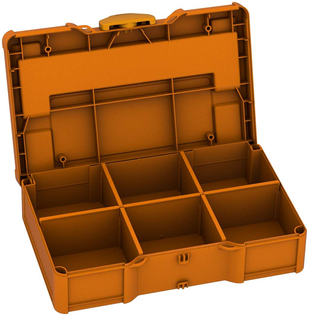 Systainer³ S 76 with Dividers, Deep Orange with Daffodil Yellow catches