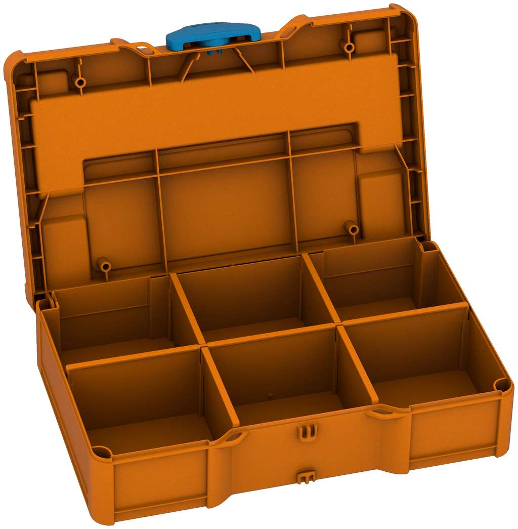 Systainer³ S 76 with Dividers, Deep Orange with Sky Blue catches