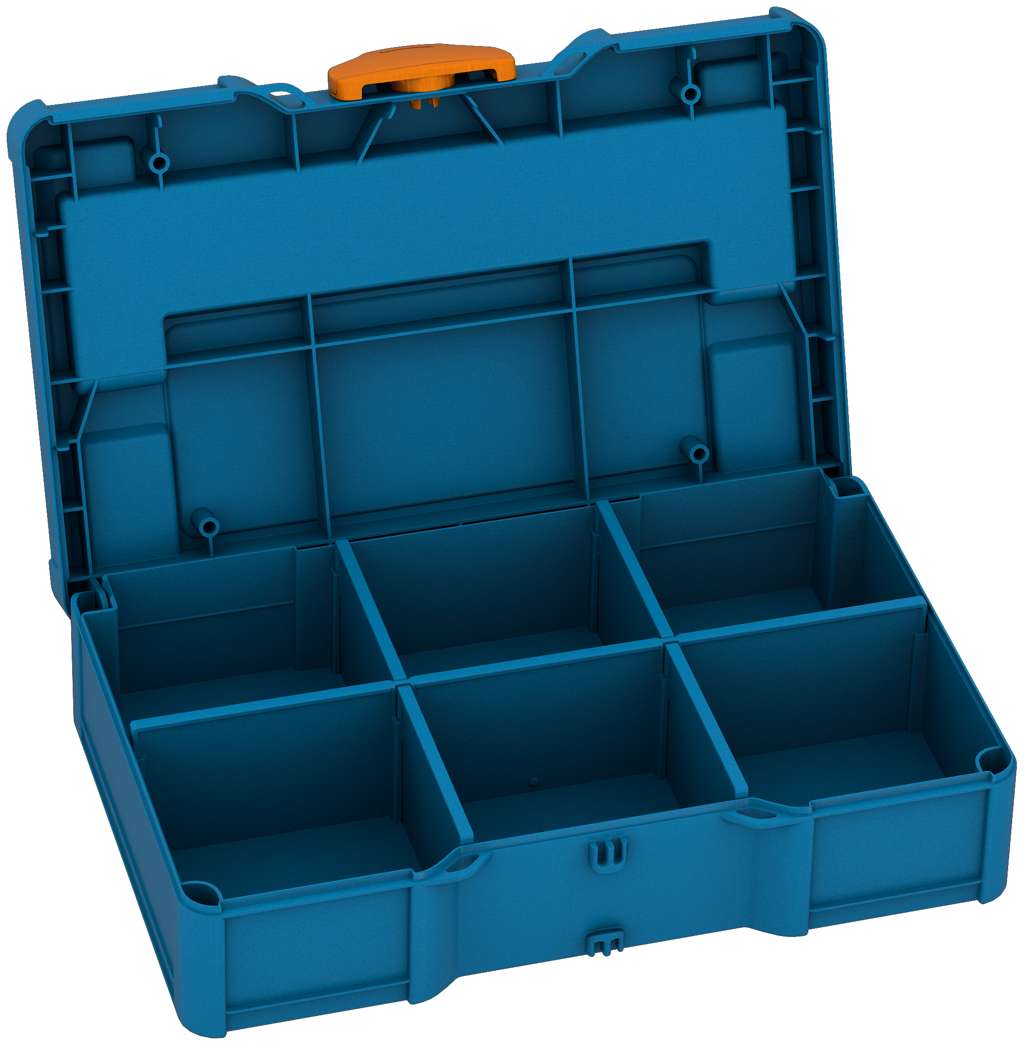 Systainer³ S 76 with Dividers, Sky Blue with Deep Orange catches