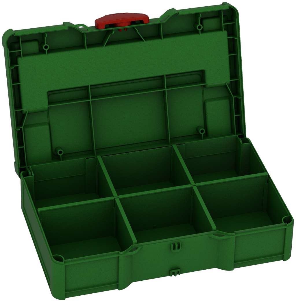Systainer³ S 76 with Dividers, Emerald Green with Carmine Red catches