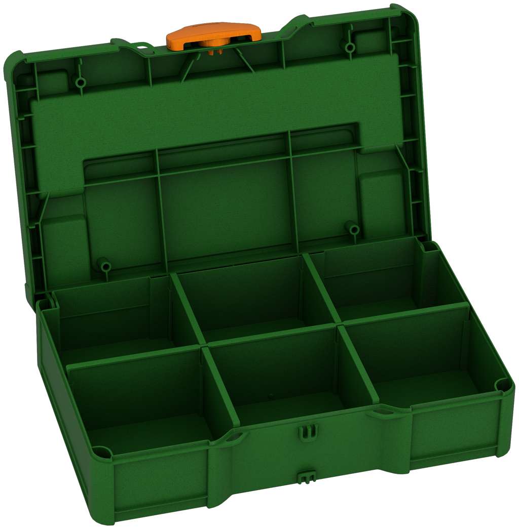 Systainer³ S 76 with Dividers, Emerald Green with Deep Orange catches
