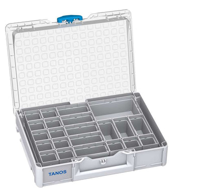 Systainer³ Organizer M 89 with 22 Insert Boxes, Light Grey with Transparent lid and Sky Blue catches