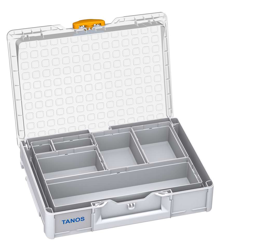Systainer³ Organizer M 89 with 6 Insert Boxes, Light Grey with Transparent lid and Daffodil Yellow catches