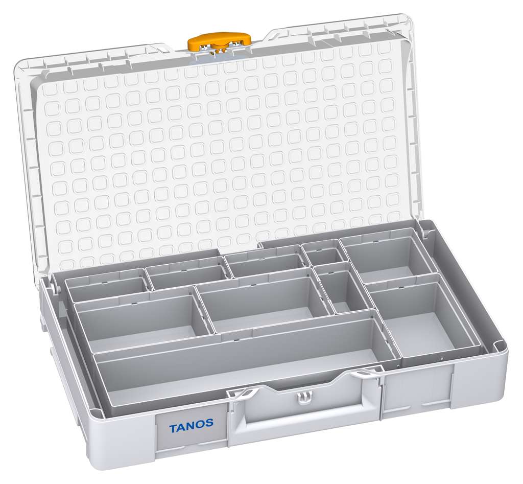 Systainer³ Organizer L 89 with 10 Insert Boxes, Light Grey with Transparent lid and Daffodil Yellow catches