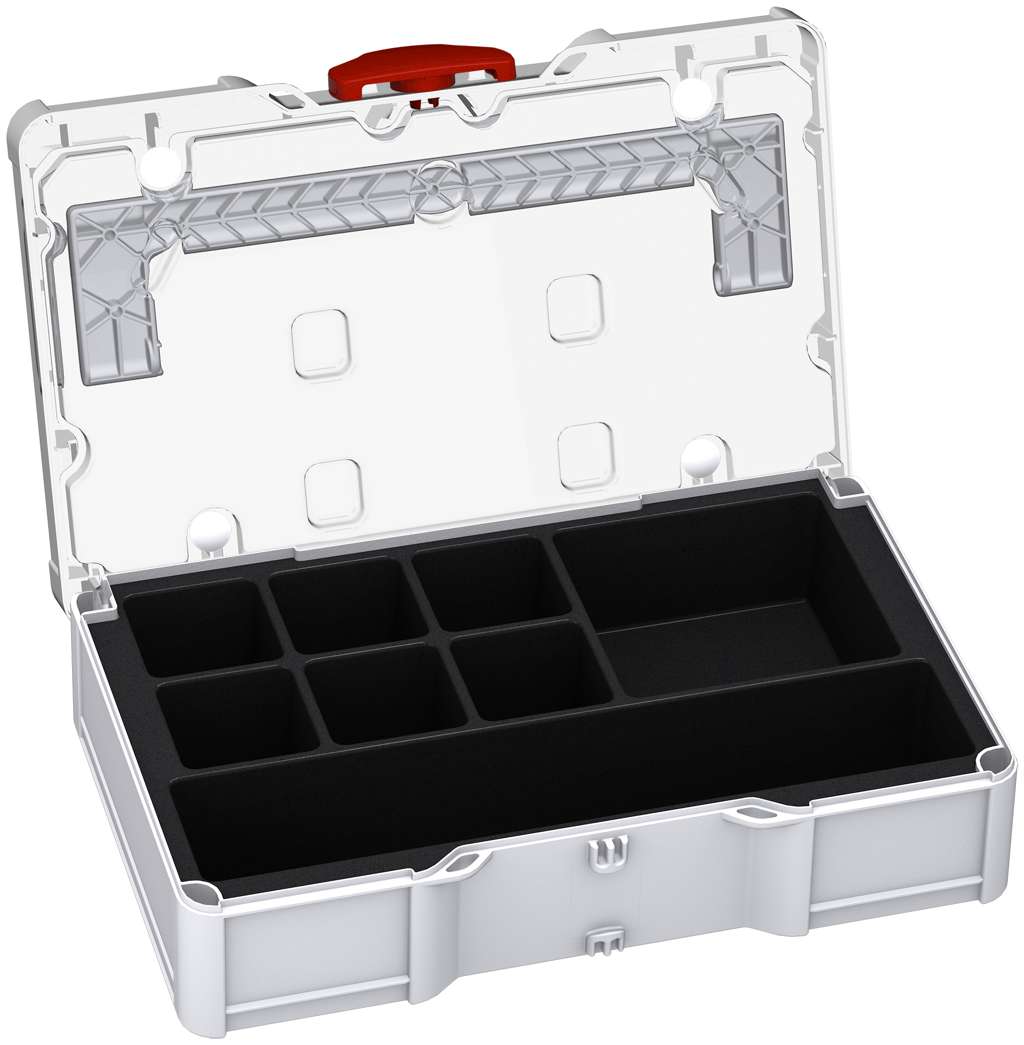 Universal-Systainer³ S 76 Transparent Lid, Light Grey with Transparent lid and Carmine Red catches