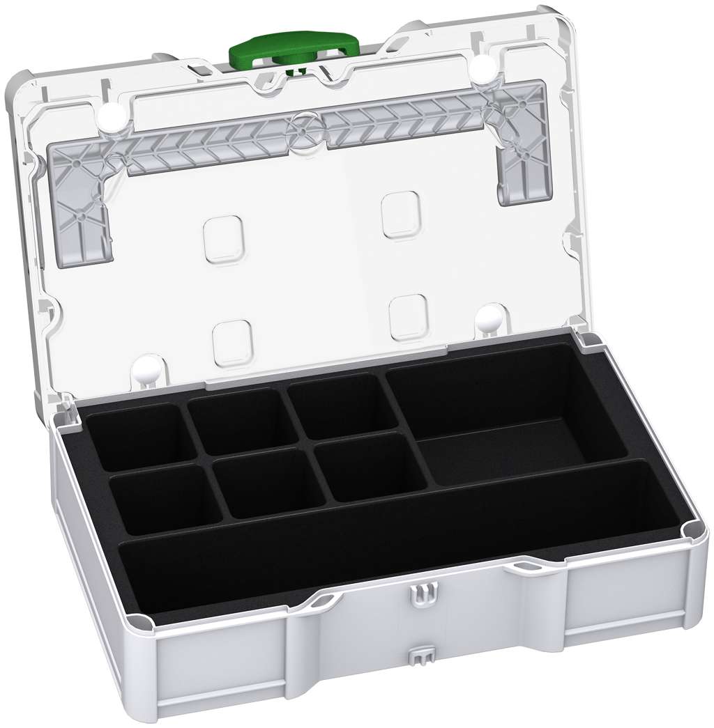 Universal-Systainer³ S 76 Transparent Lid, Light Grey with Transparent lid and Emerald Green catches