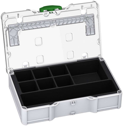Universal-Systainer³ S 76 Transparent Lid, Light Grey with Transparent lid and Emerald Green catches