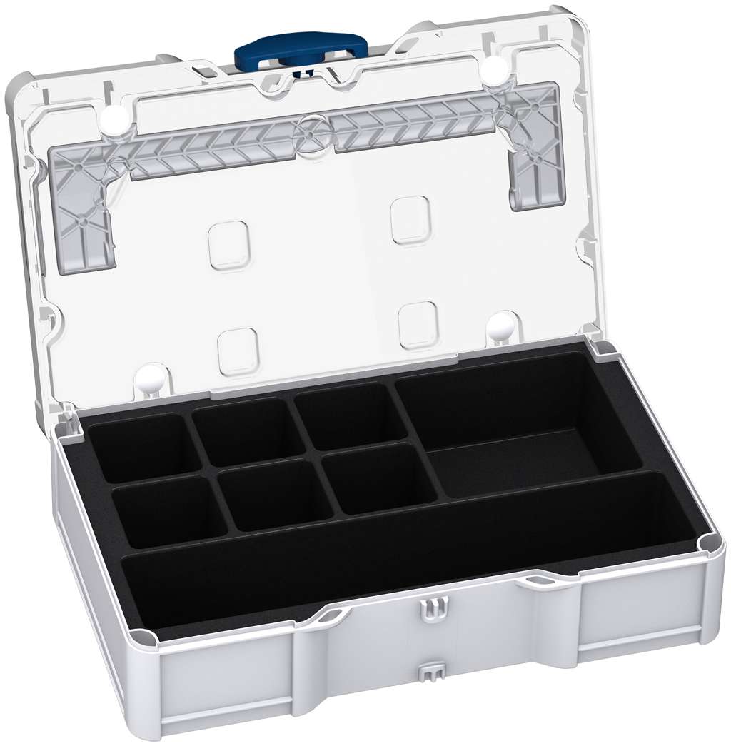 Universal-Systainer³ S 76 Transparent Lid, Light Grey with Transparent lid and Sapphire Blue catches