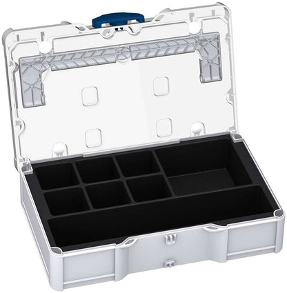 Universal-Systainer³ S 76 Transparent Lid, Light Grey with Transparent lid and Sapphire Blue catches