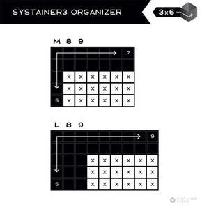 Light Grey Insert Box 3x6, 2 piece set for Systainer3 Organizer