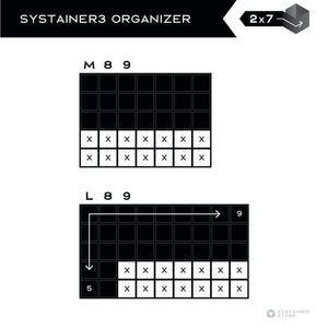 Light Grey Insert Box 2x7, 2 piece set for Systainer3 Organizer