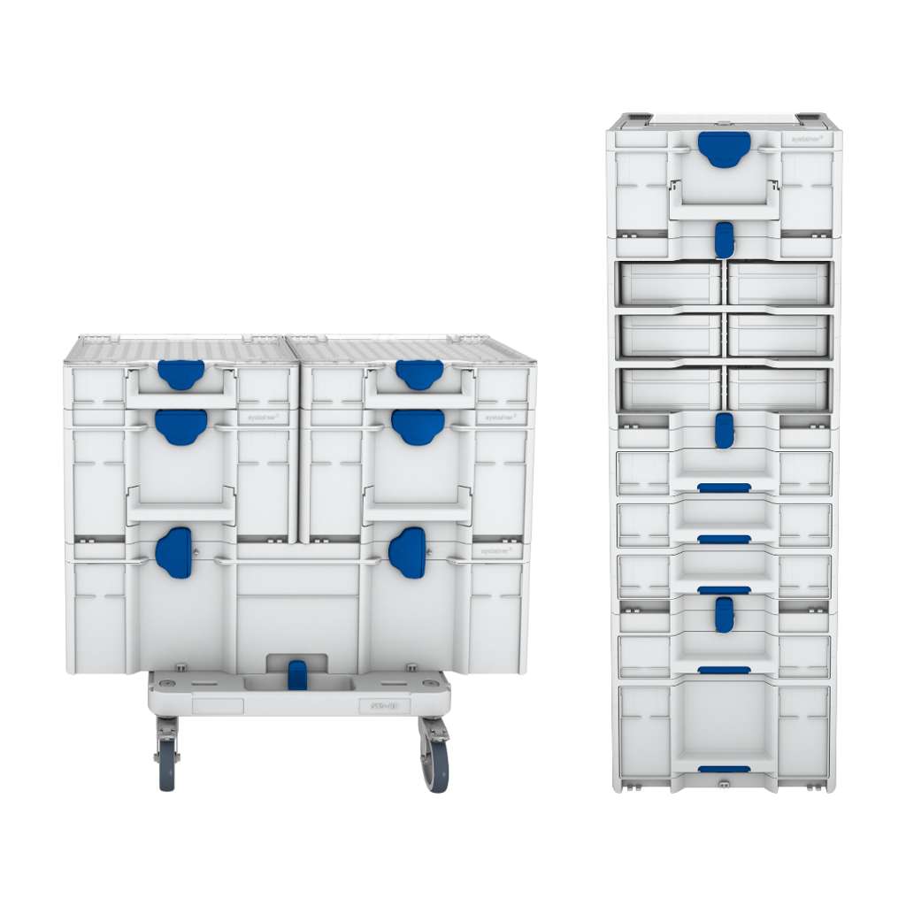 Systainer³ Ultimate Stack, Light Grey with Signal Blue catches
